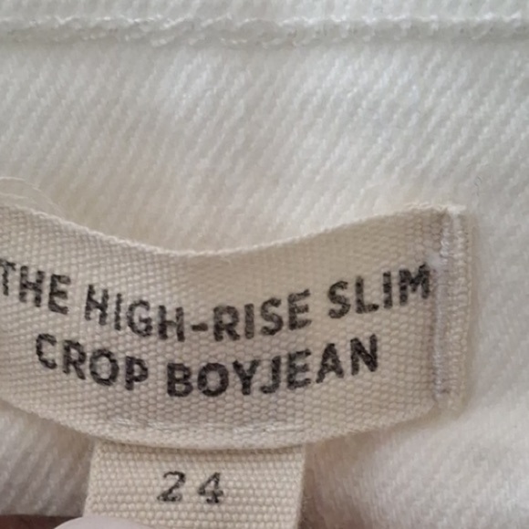 Madewell white high rise, slim crop boyjean  cropped ankle jeans raw hem 24 - Picture 4 of 11